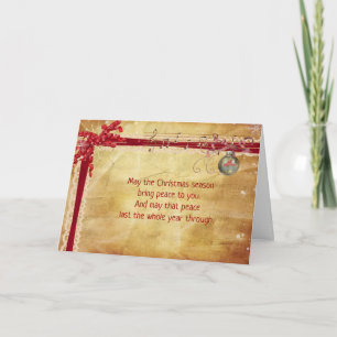 Cartão De Festividades Christmas verse in ribbon frame