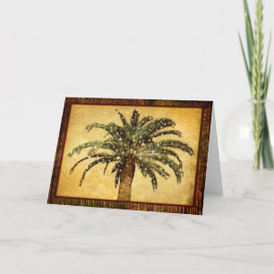 Cartão De Festividades Christmas Vintage Tropical Palm Tree w Snowflakes