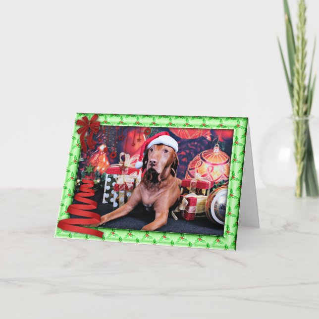Cartão De Festividades Christmas - Vizsla - Budda (Frente)