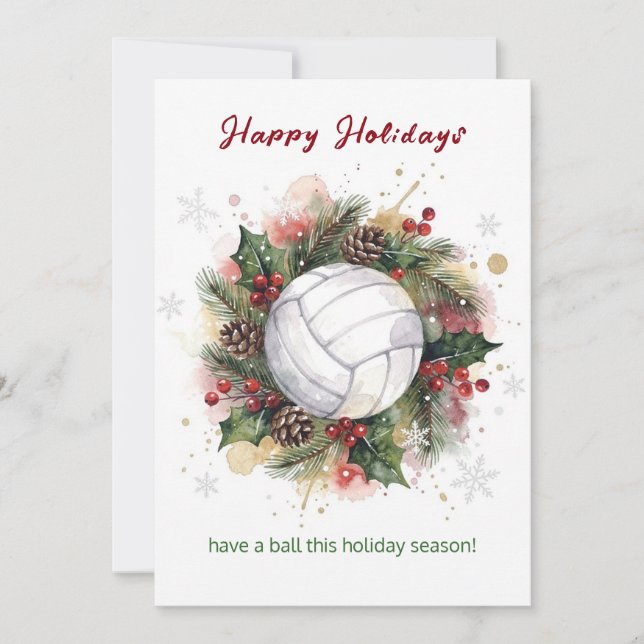 Cartão De Festividades Christmas Volleyball Holiday Greeting Cards (Frente)