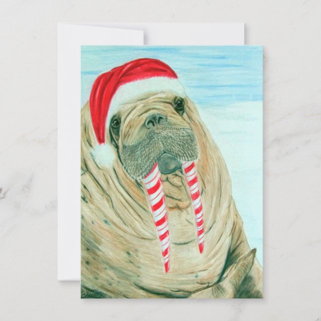 Cartão De Festividades Christmas Walrus (Frente)