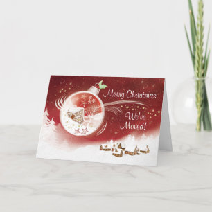 Cartão De Festividades Christmas, We've Moved, Bauble with House inside