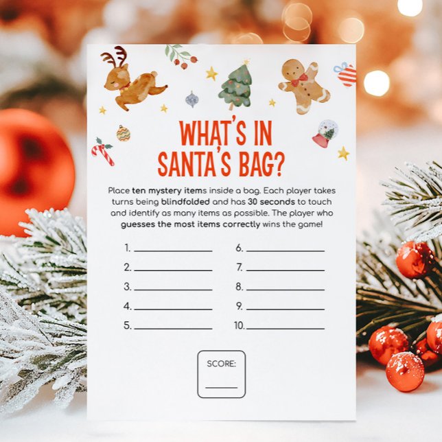 Cartão De Festividades Christmas What's in Santa's Bag Game (Christmas Party Games )