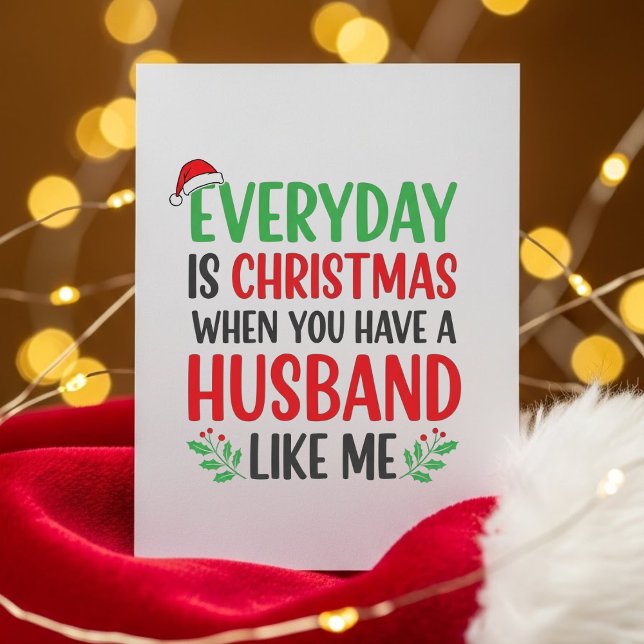 Cartão De Festividades Christmas Wife Card Funny Husband Message (Criador carregado)