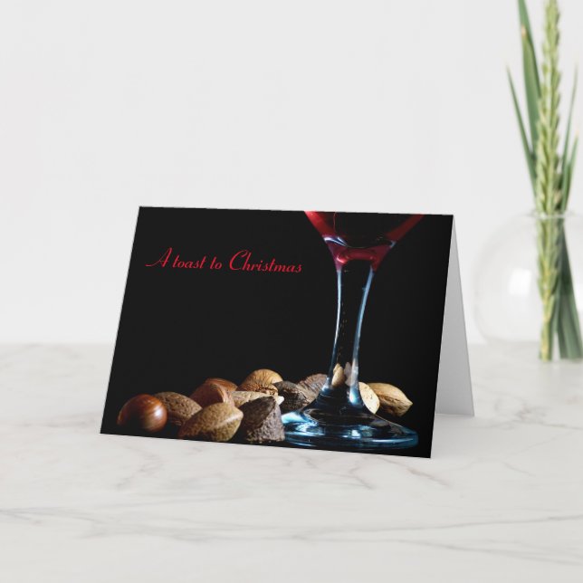 Cartão De Festividades Christmas wine nuts greeting card (Frente)