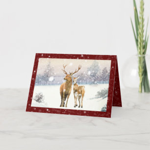 Cartão De Festividades Christmas Winter Scene Deer Snow Nature Christmas