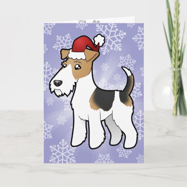 Cartão De Festividades Christmas Wire Fox Terrier (Frente)