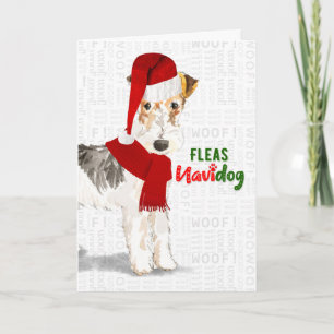 Cartão De Festividades Christmas Wire Haired Fox Terrier Fleas NaviDOG