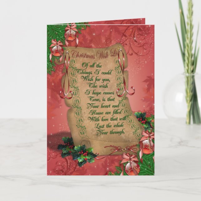 Cartão De Festividades Christmas wish list Greeting card nostalgic (Frente)