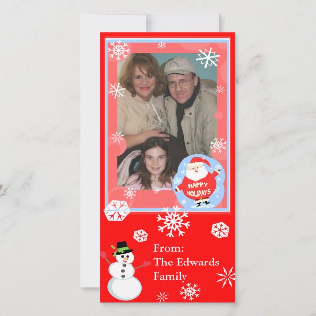 Cartão De Festividades Christmas Wishes Family Photo Card (Frente)