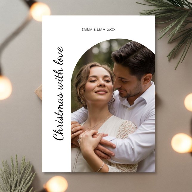Cartão De Festividades Christmas With Love Personalized Couple Card (Criador carregado)