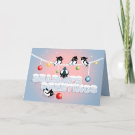 Cartão De Festividades Christmas with Magpies and Bubbles