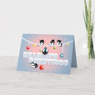 Cartão De Festividades Christmas with Magpies and Bubbles