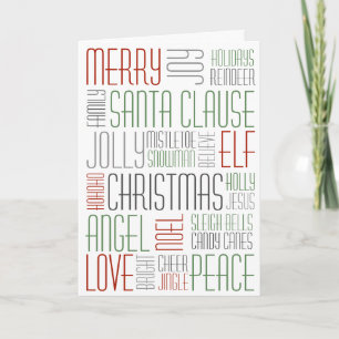 Cartão De Festividades Christmas Words - Holidayzfordayz