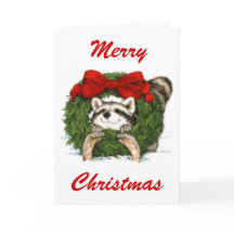 Christmas Wreath Decoration And Raccoon