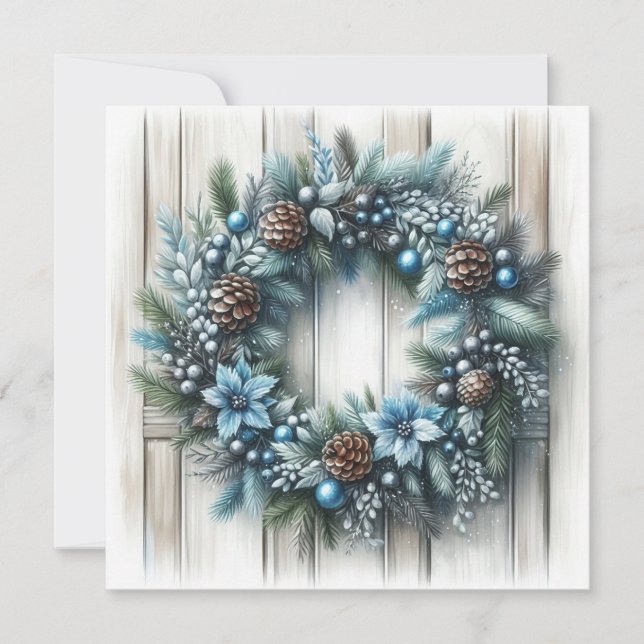 Cartão De Festividades Christmas Wreath Greeting Card (Frente)