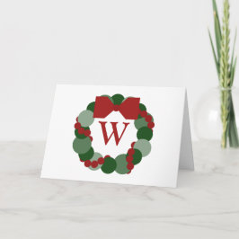 Cartão De Festividades Christmas Wreath Holiday Card with Monogram