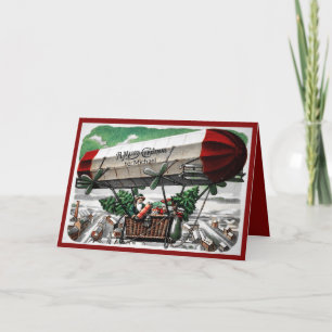 Cartão De Festividades Christmas zeppelin blimp greeting dirigible card
