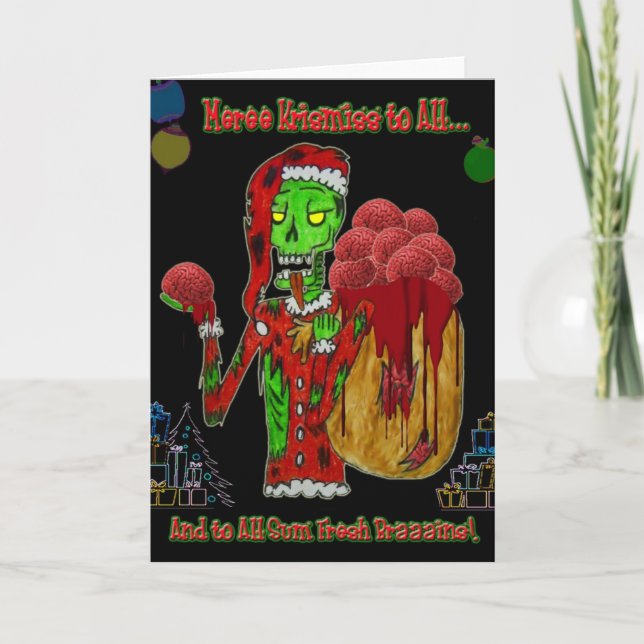Cartão De Festividades Christmas zombie greeting card (Frente)