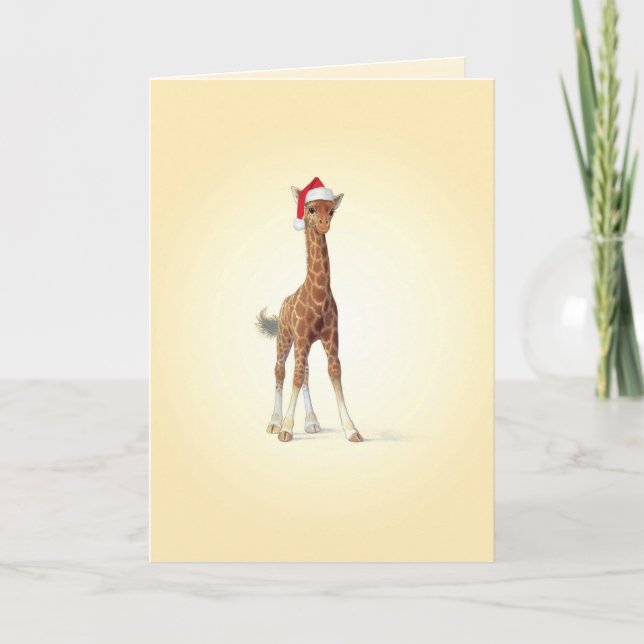 Cartão De Festividades Christmas Zoo Babies Giraffe Christmas Card (Frente)