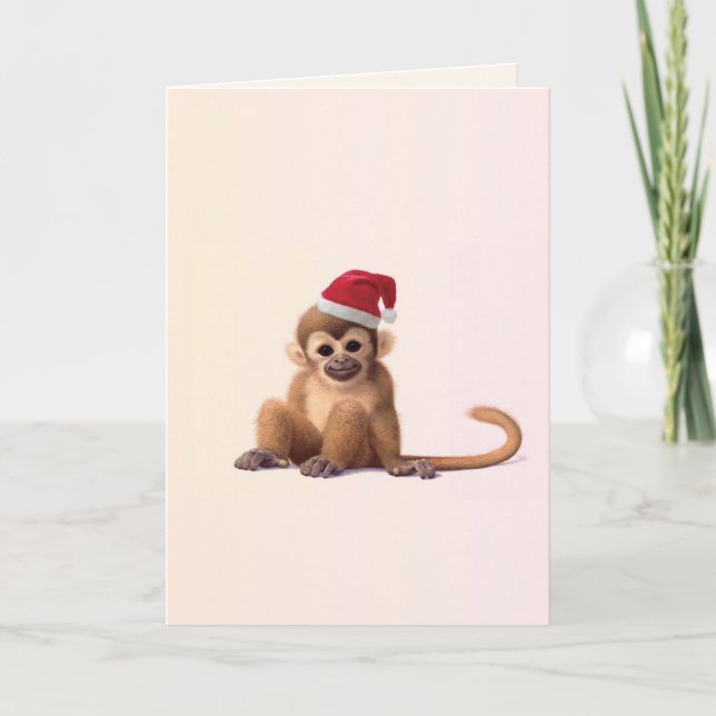 Cartão De Festividades Christmas Zoo Babies Monkey Christmas Card (Frente)