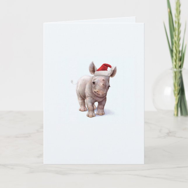 Cartão De Festividades Christmas Zoo Babies Rhino Christmas Card (Frente)