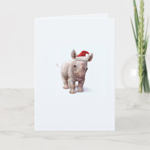 Cartão De Festividades Christmas Zoo Babies Rhino Christmas Card