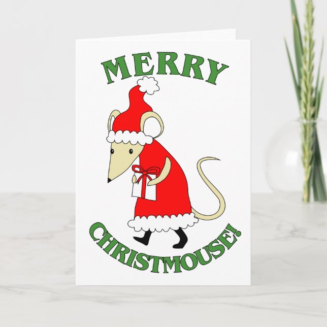 Cartão De Festividades Christmouse alegre (Frente)