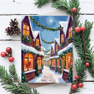 Cartão De Festividades Cidade Alegre Natal Aquarela