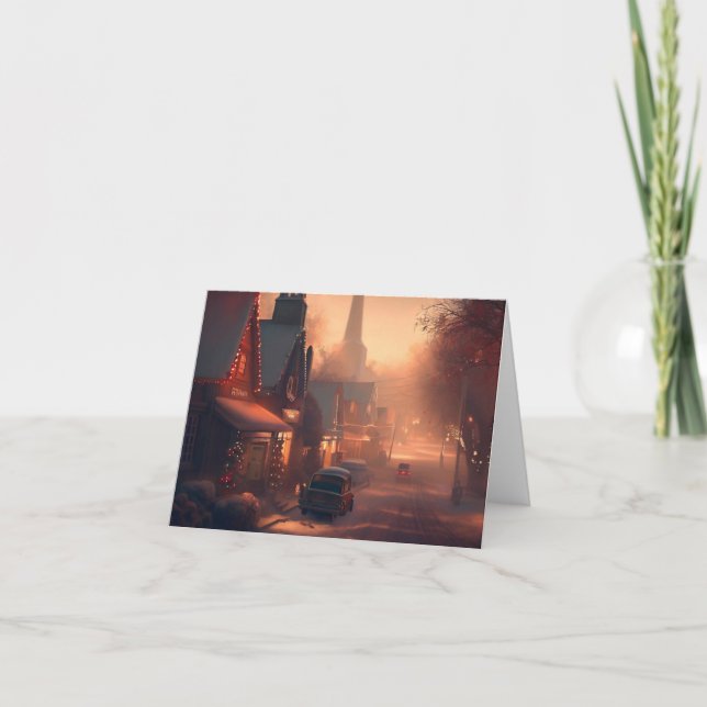 Cartão De Festividades Cidade Pequena Natal 4 (Frente)