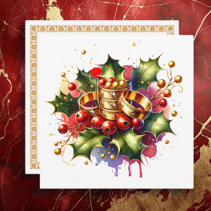 Cartão De Festividades Cinco Anéis Dourados Doze Dias de Natal