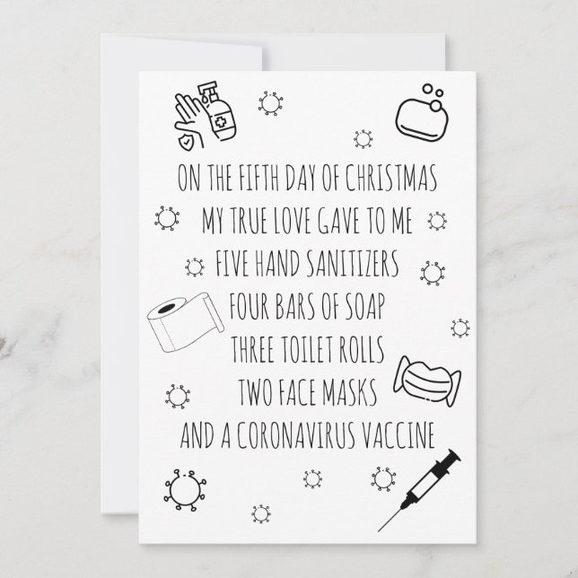 Cartão De Festividades Cinco dias de Natal Covid Engraçado (Frente)