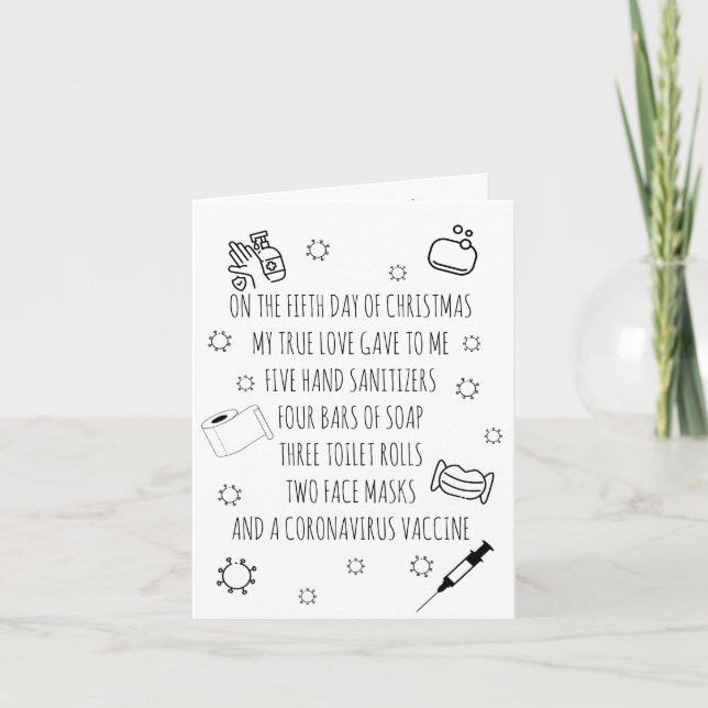 Cartão De Festividades Cinco dias de Natal Covid Engraçado (Frente)