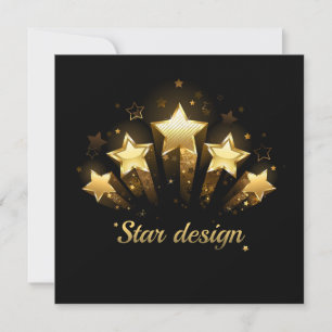 Cartão De Festividades Cinco estrelas douradas a preto
