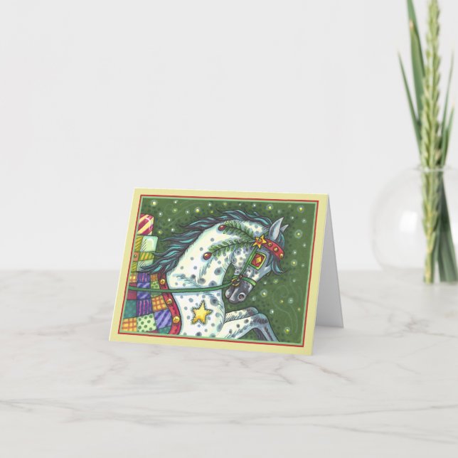 Cartão De Festividades Cinza APAGADA EM UM CAVALO ABERTO COM VERSAL (Frente)