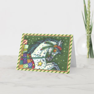 Cartão De Festividades Cinza APAGADA EM UM CAVALO ABERTO COM VERSAL