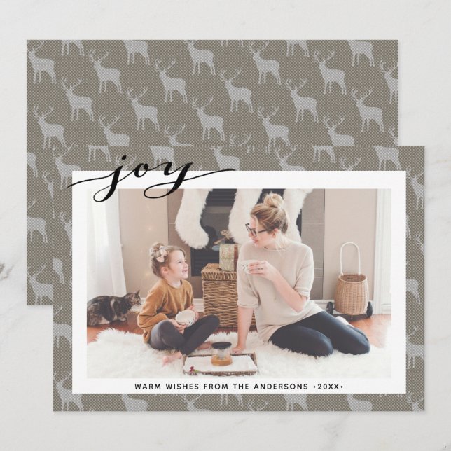 Cartão De Festividades Cinza Castanho Russo Burlap Elegante Manuscrito El (Frente/Verso)