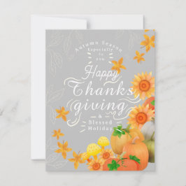 Cartão De Festividades Cinza de Abóbora de outono