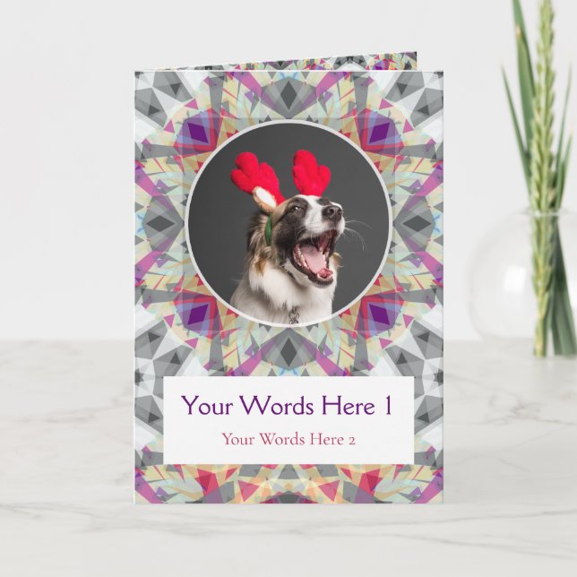 Cartão De Festividades Cinza de saudação personalizada de fotos com a est (Frente)