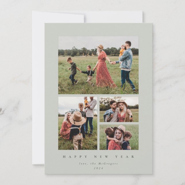 Cartão De Festividades Cinza Elegante - Feliz ano novo de Fotografia do Q (Frente)