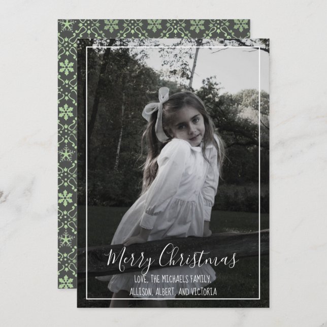 Cartão De Festividades Cinza Elegante Nórdica Moderna 1 Foto (Frente/Verso)