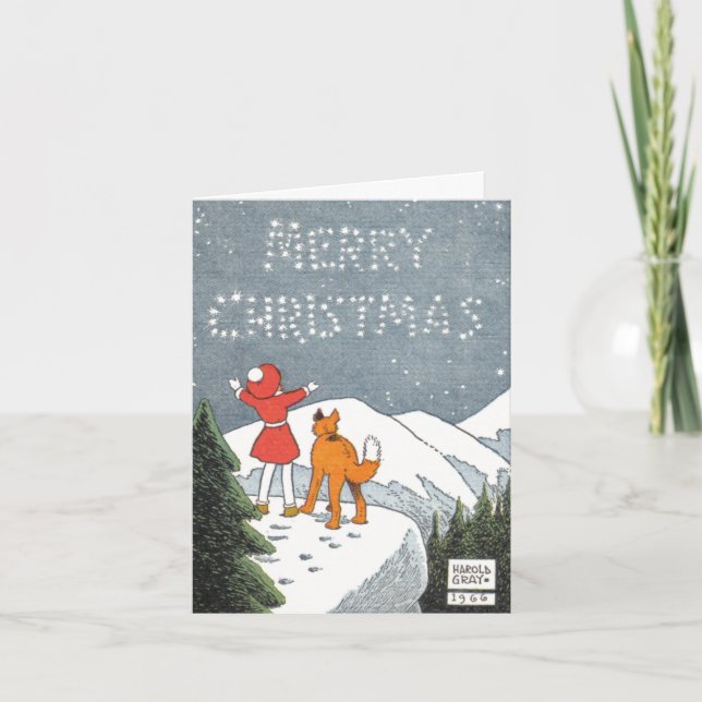 Cartão De Festividades Cinza Harold Clássico/Cartão de Natal Annie (Frente)