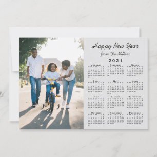 Cartão De Festividades cinza Moderno Calendário 2021 Feliz ano novo Foto