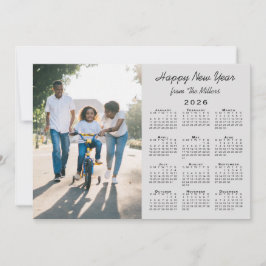 Cartão De Festividades cinza Moderno Calendário 2026 Feliz ano novo Fotog