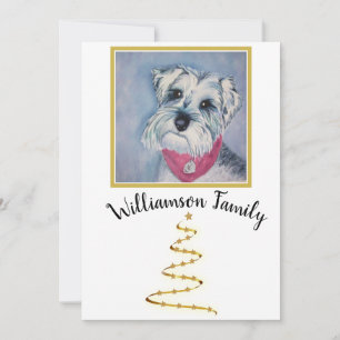 Cartão De Festividades Cinza Schnauzer Puppy Feliz