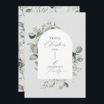 Cartão De Festividades Cinza verde botânica moderna e limpa<br><div class="desc">Cinza verde botânica moderna e elegante,  simplesmente design de natal botânico clássico.</div>