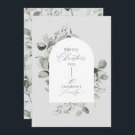 Cartão De Festividades Cinza verde botânica moderna e limpa<br><div class="desc">Cinza verde botânica moderna e elegante,  simplesmente design de natal botânico clássico.</div>