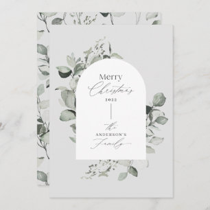 Cartão De Festividades Cinza verde botânica moderna e limpa