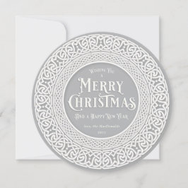 Cartão De Festividades Cinzas Redondas Vintage + Célula Branca Desligada