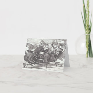 Cartão De Festividades CINZAS SLEIGH DA Placa de natais vintages (1869)